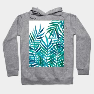 Watercolor Palm Leaves on White Hoodie